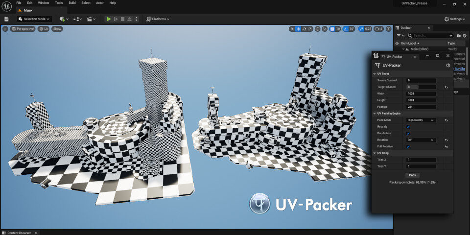 Get free UV packing instrument UV-Packer for Unreal Engine